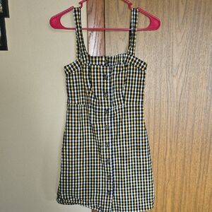 Hollister Yellow and Black Checkered Mini Dress